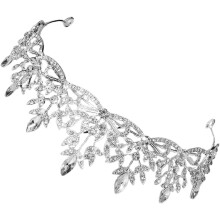 Brauttiara-Kopfschmuck, silberne Kristallblumenkrone mit Strasssteinen