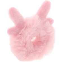 Fuskepels Pompon Hårbånd Fluffy Scrunchie Hårtilbehør for kvinner og jenter Mykt Elastisk Søt Rosa Gevirdesign Vinter