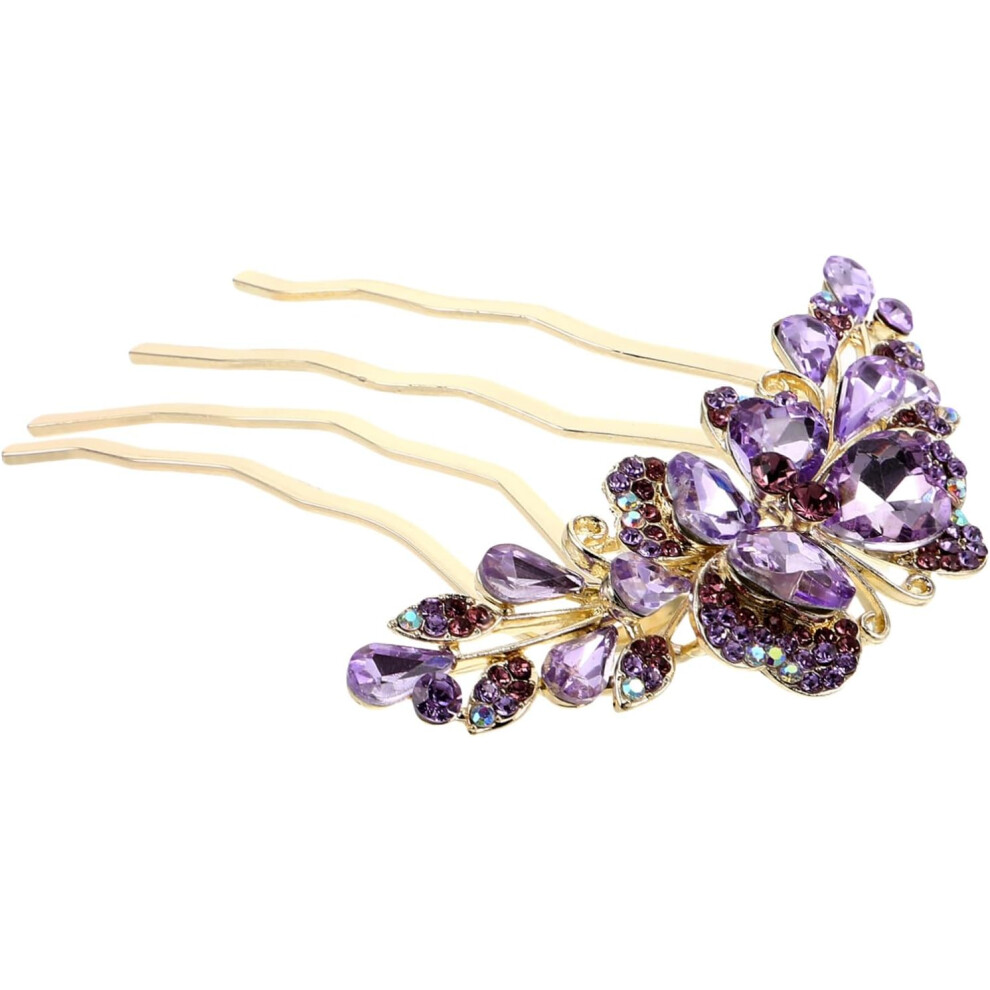 Hkhbjs Rhinestone Bow Hair Comb Crystal Alloy Side Clip With 4 Teeth Decorative Hair Accessory