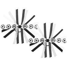 1 par hårstrikker til fotball, elastiske hestehaleholdere, stilig lappeteppedesign