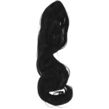 Clip-in Locken-Wellen-Pferdeschwanzverlängerung für Damen, voluminöser Kieferclip, synthetisches Haarteil in Naturschwarz