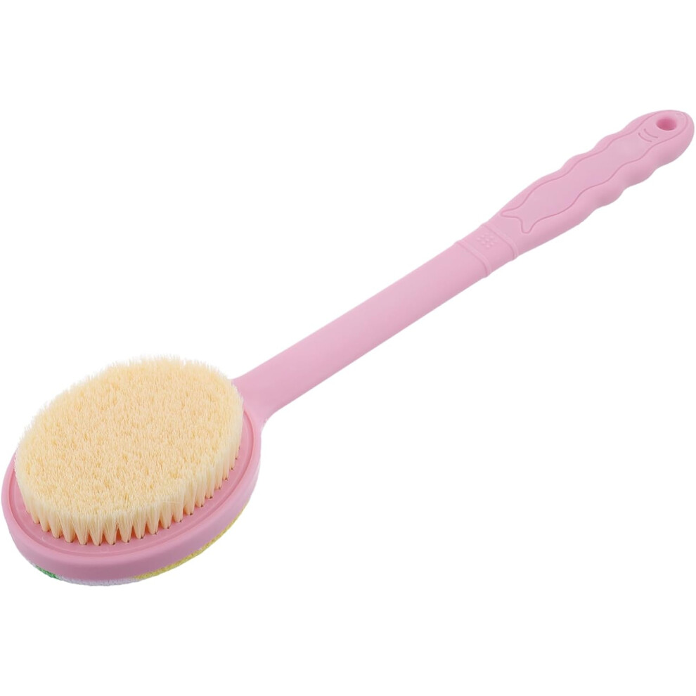 Photos - Bath Sponge HKHBJS Dual-sided Bath Wash Brush Long Handle Soft Bristles Body Brush for Shower and Back Scrubbing Skin Exfoliating in Pink