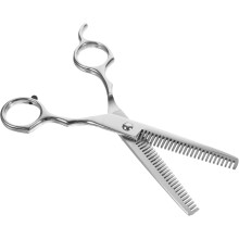 Juego de tijeras de entresacar de doble filo y cortapelos de acero inoxidable para peluquería y uso doméstico (17 cm), estilo surtido.