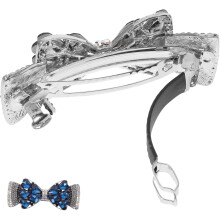 Haarspange mit Strasssteinen, Glitzer-Schleife, Haarnadel für Damen, ideal für Hochzeiten und als Brautaccessoire