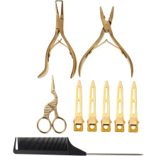 Haarverlängerungs-Werkzeugset mit Teilungsclips, Zange, Kamm und Schere für Damen zum Flechten und Stylen der Haare im Heimstudio