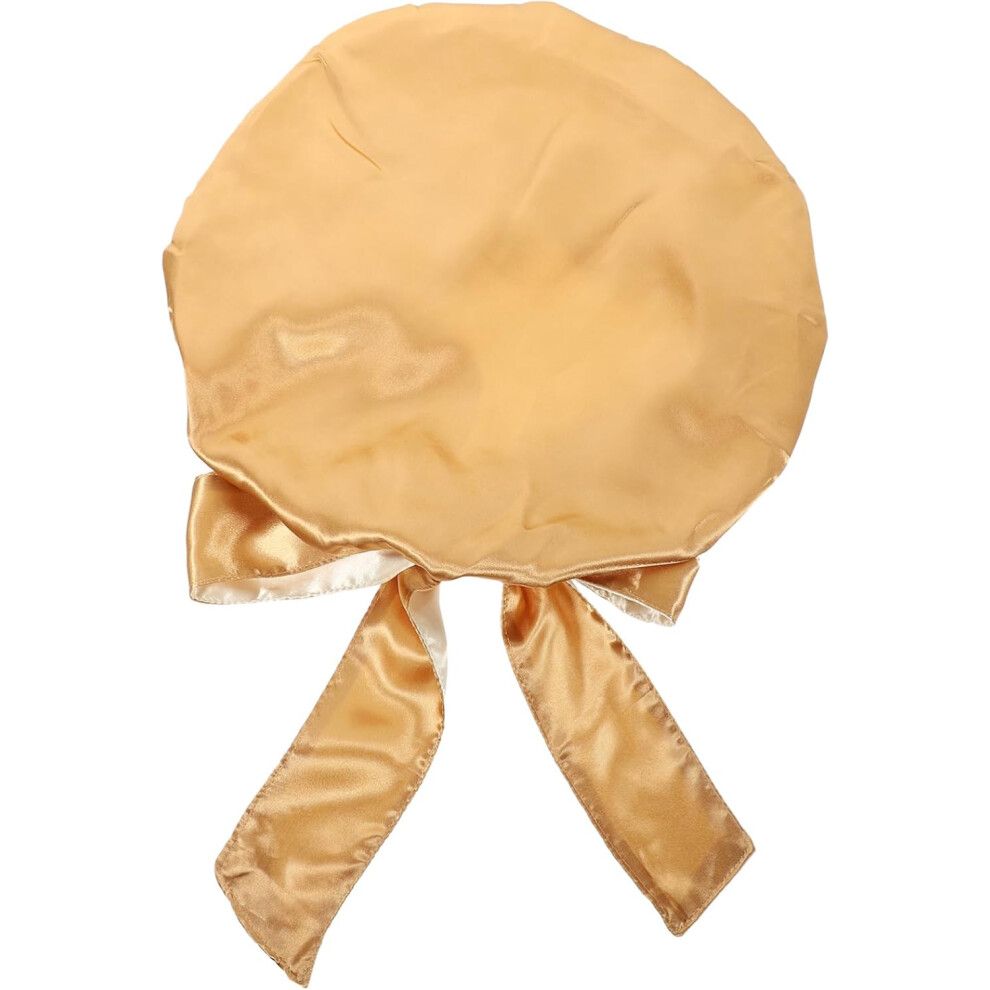 Hkhbjs Golden Satin Turban Care Headwrap With Bow Double Sleeping Bonnet For Women Cap