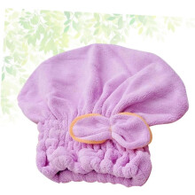 Čiapka na fén z mikrovlákna s mašľou, fialový elastický rýchloschnúci turban na vlasy pre ženy a dievčatá