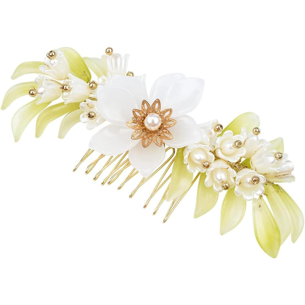 Hkhbjs White Retro Flower Hair Comb For Wedding Bridal Hair Accessory Pearl Handmade Decorative For Bridesmaid And Prom