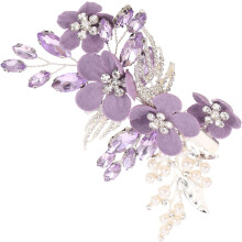 Blumen-Haarspange für die Hochzeit, Kristall-Brautspange, lila Kunstperlen-Strass-Haarspange für Damen und Mädchen, Hochzeit