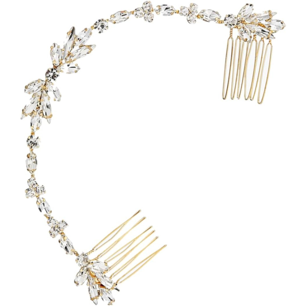 Hkhbjs Golden Chic Crystal Hair Comb Pair Wedding Hair Accessories Bridal And Bridesmaid Special Occasions
