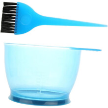 Haarfärbeset, 5-teilig, blau, professionelles Haarfärbezubehör: Rührschüssel, Schneebesen, Pinsel, Ohrenschützer, Pflege