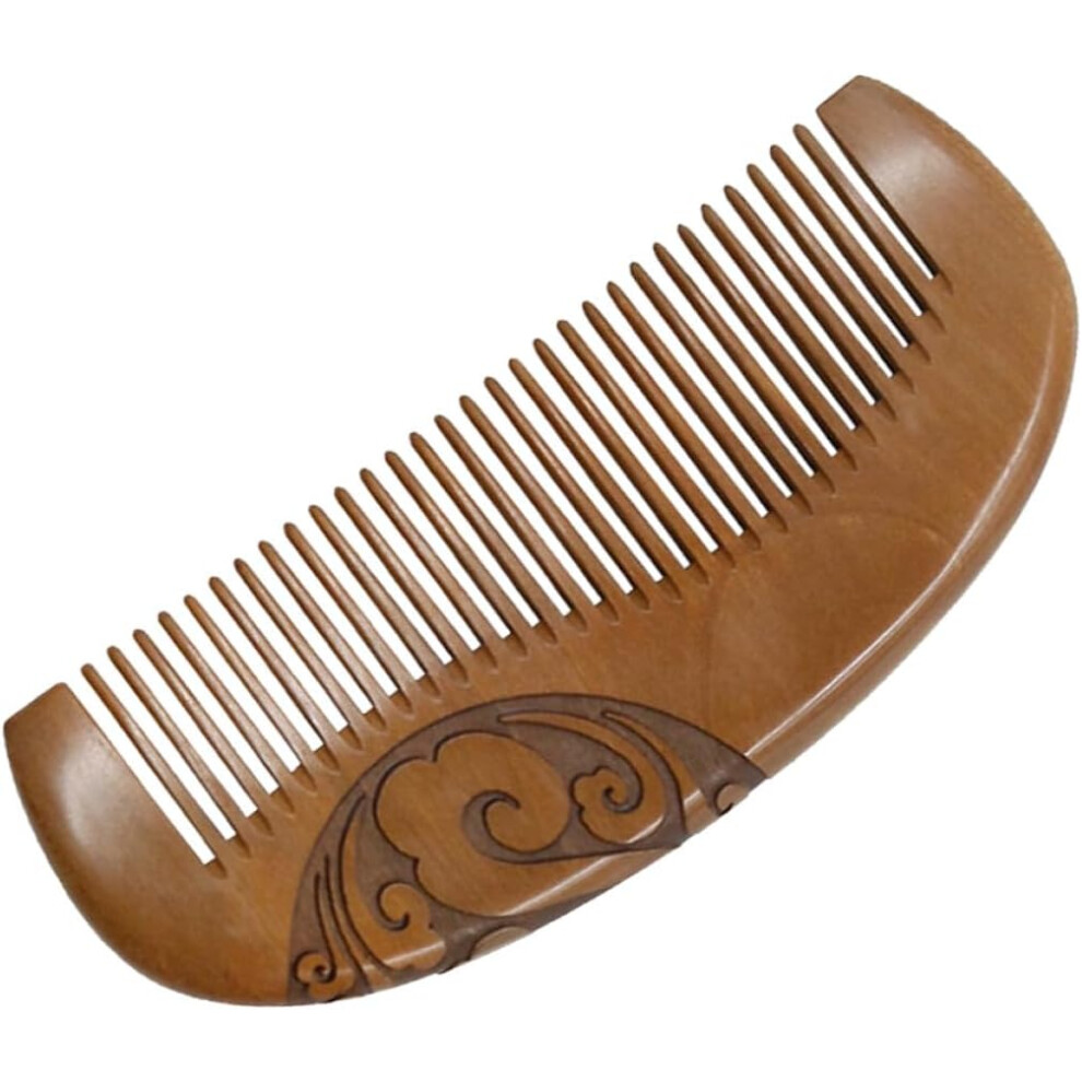 Hkhbjs Unisex Peach Wood Hair Comb Half Moon Shape With Carved Auspicious Cloud Pattern Anti-Static Scalp Massage Comb