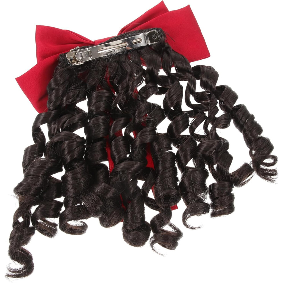 Hkhbjs Unisex Red Long Curly Ponytail Hairpiece With Ribbon, WomenâS Wavy Prom Wig For Dancing Party And Cosplay Hair Accessory