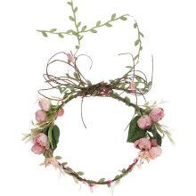 Blumen-Haarreif mit rosa künstlicher Rosenranke, Braut-Haarschmuck für Strand-Fotoshootings