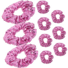 10 stk. glitrende paljetthårscrunchies med glitterelastiske bånd for kvinner, skinnende klubbhårtilbehør