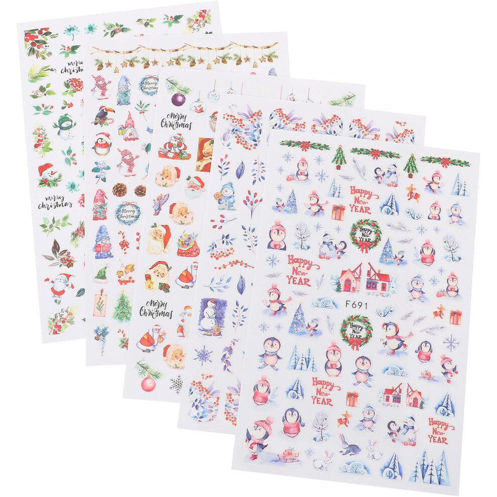 Hkhbjs 10Sheets Christmas Nail Art Stickers Snowflake Decorations For Women Xmas Party Manicure