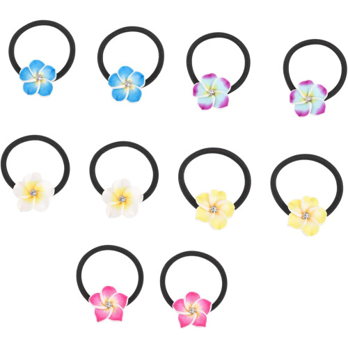 10 Stück bunte, elastische Haargummis mit Blumenmuster für Damen und Mädchen
