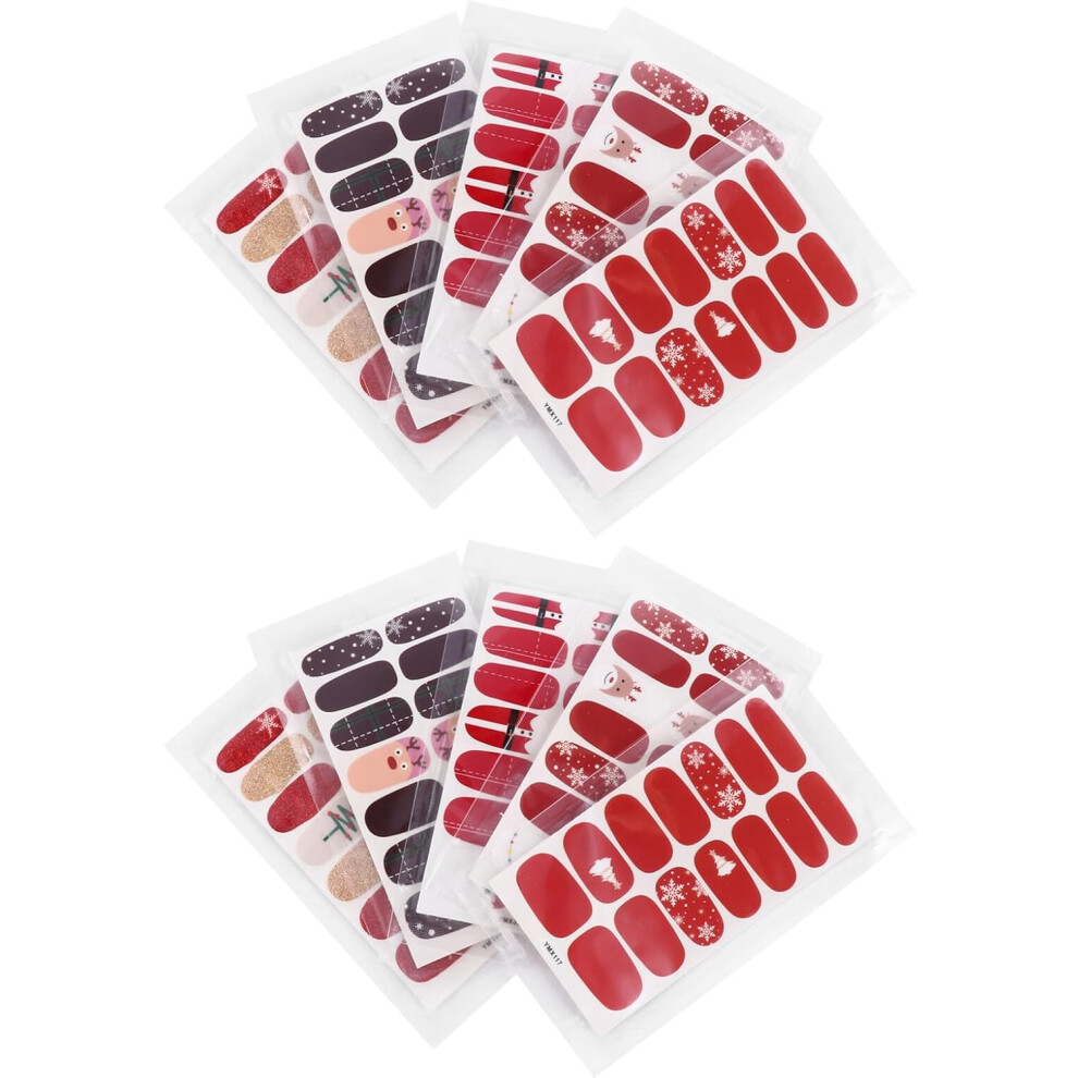Hkhbjs 10Sheets Christmas Nail Decals Self-Adhesive Sticker Fingernail Diy Decoration Mixed Style Xmas Nail Sticker Assorted Style