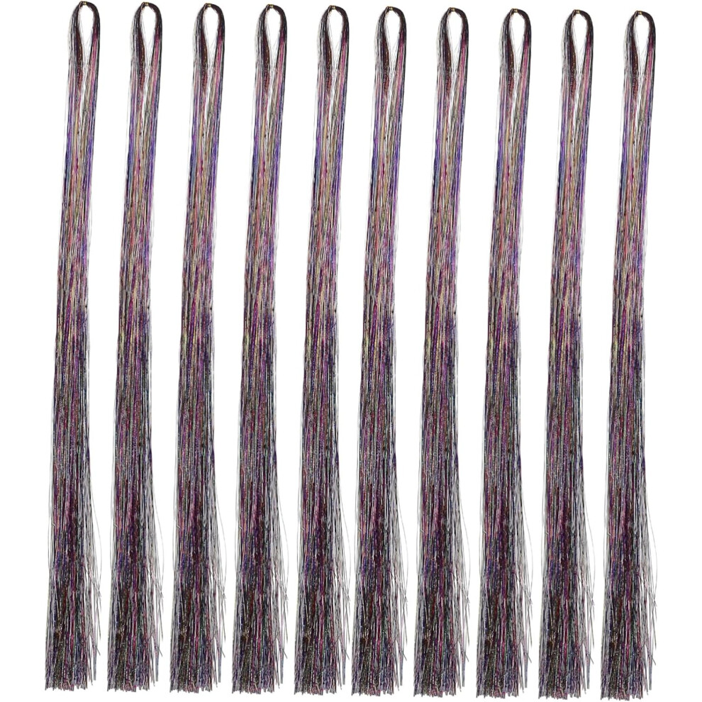 Hkhbjs Unisex 10Pcs Glitter Hair Tinsel Extensions Clip Ponytail Hair Accessories For Women Extension Pieces For Wedding Party