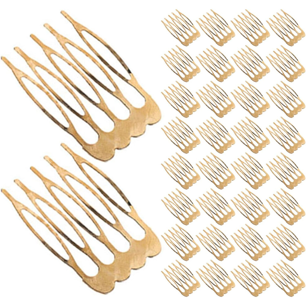 Hkhbjs 100Pcs Metal Blank Side Comb Hair Accessory For Diy Bridal Wedding Crown Headpiece Plain Veil Comb For Women French Twist Hair