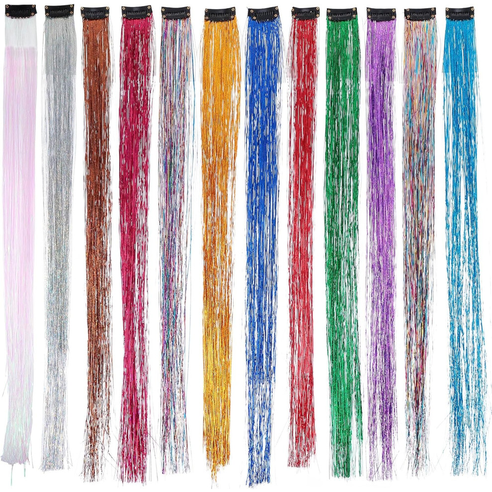 Hkhbjs 11Pcs Wig Ribbons Glitter Hair Tinsel Strands Creative Hair Extensions Sparkle Ornament For Party Festival Random Color