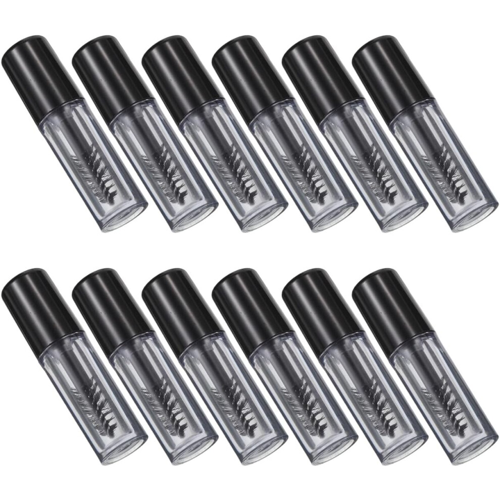 Hkhbjs Black 12Pcs Mini Empty Mascara Tubes 0.8Ml Refillable Container Bottles With Wand Brush For Diy Travel Portable
