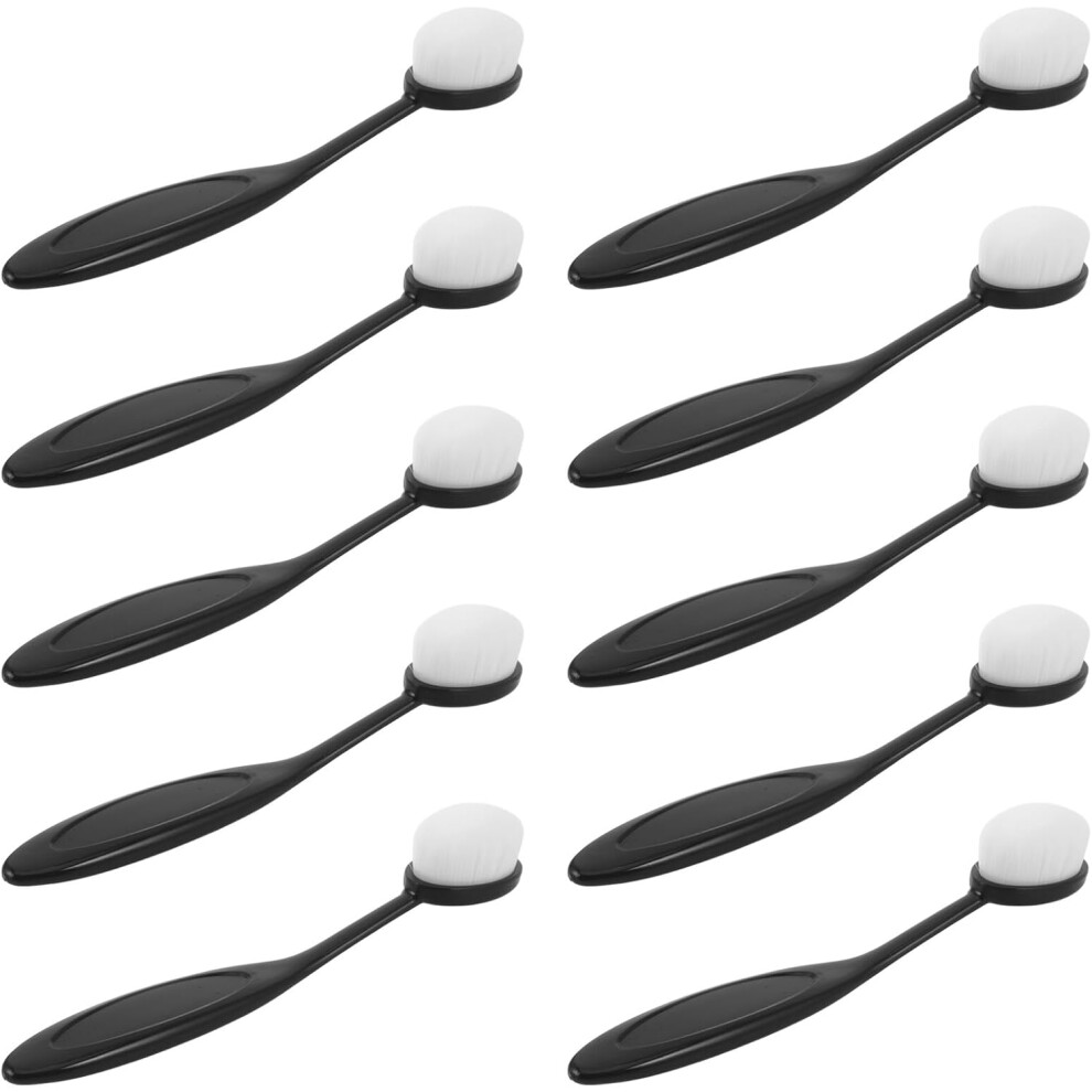Hkhbjs 10Pcs Oval Toothbrush Makeup Brush Set For Liquid Cream Foundation And Contouring
