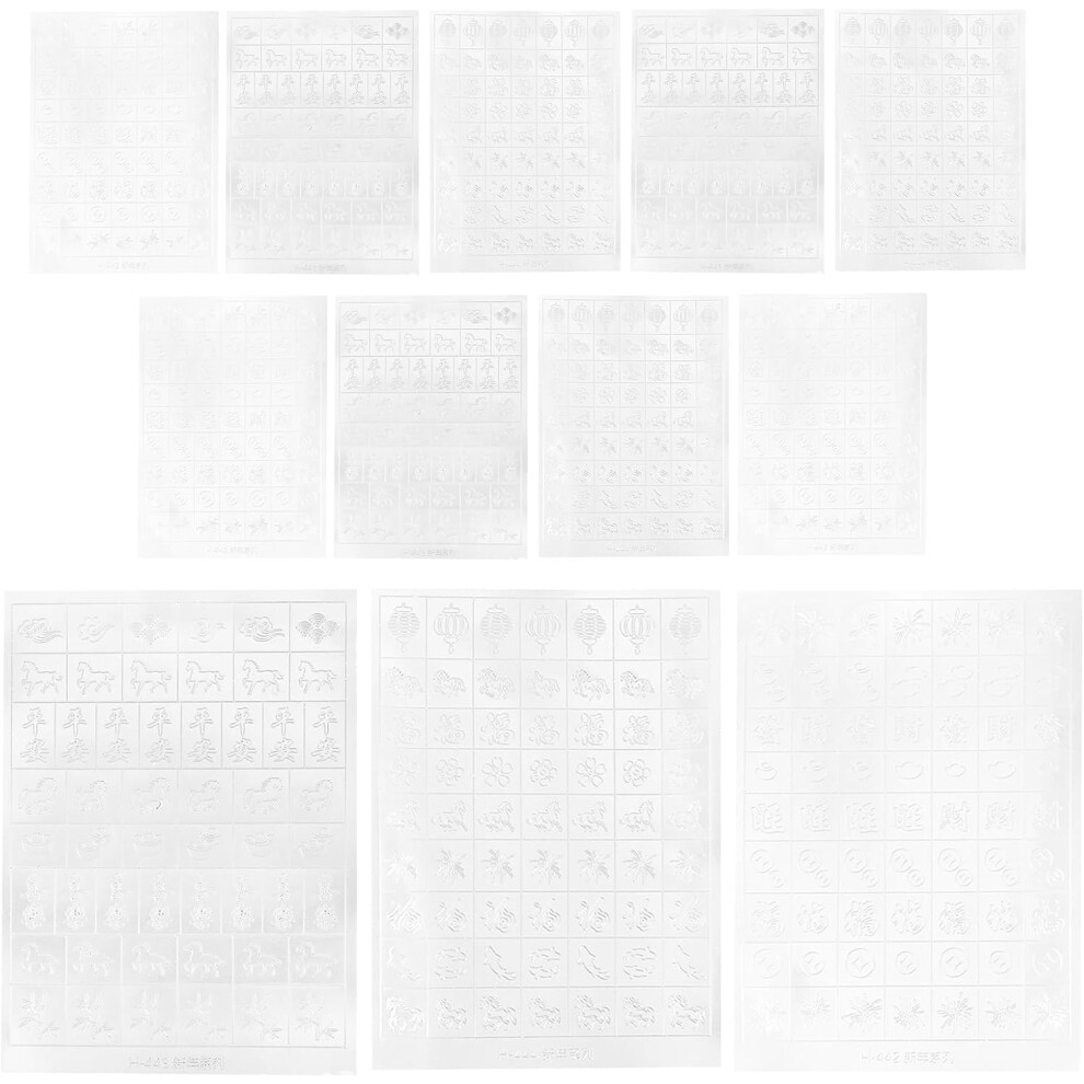 Photos - Manicure Cosmetics HKHBJS 12pcs Nail Art Stencils Paper Stickers Elegant Hollow Yuanbao Lantern Design Multiuse Nail Decals 