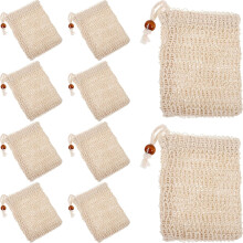 10pcs Cotton Linen Soap Pouch Bath Scrubbing Soap Foaming Bag Biodegradable Plant Fiber with Drawstring