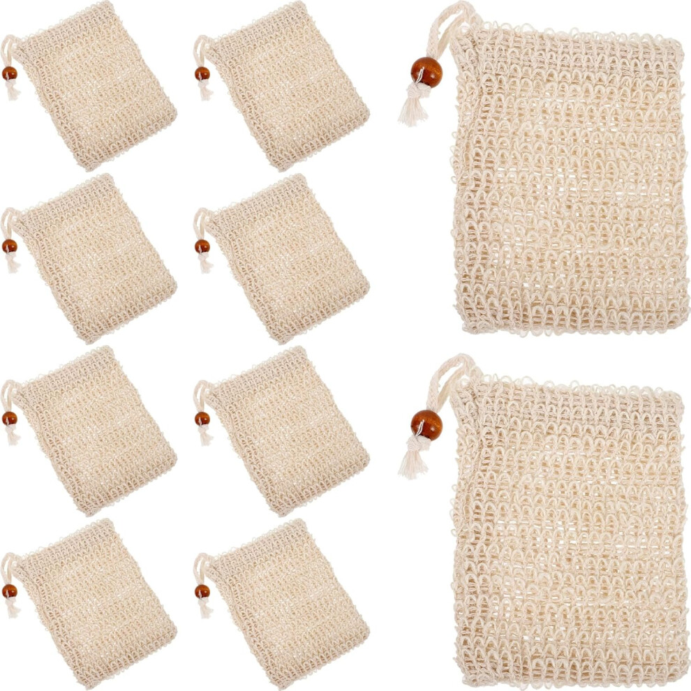 Hkhbjs 10Pcs Cotton Linen Soap Pouch Bath Scrubbing Soap Foaming Bag Biodegradable Plant Fiber With Drawstring