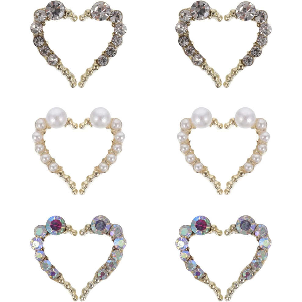 Hkhbjs 12Pcs Alloy Nail Art Accessories Heart Design Luxury Rhinestones For Stylish Diy Manicures Decoration