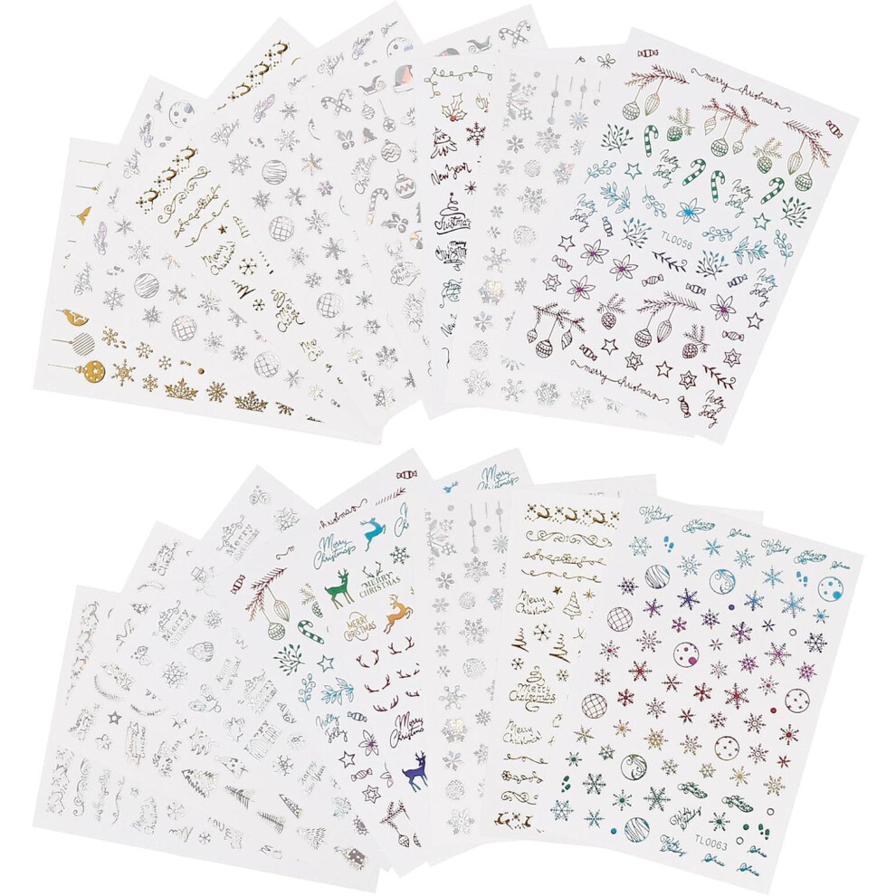 Hkhbjs 16 Sheets Nail Stickers Nail Stickers For Christmas Manicure Decals For Holiday Party Occasion Assorted Style Assorted Style