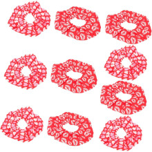 10 stk. Valentinsdag hårtilbehør hjerteformede leppemønster scrunchies for kvinner og tenåringer elastiske hårstrikker