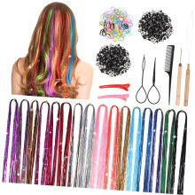 Haar-Lametta-Set, Flechtwerkzeug, Glitzerhaarsträhnen und -bänder für Jungen und Mädchen zu Weihnachten