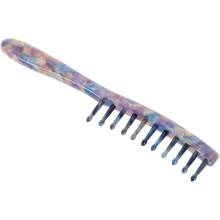 Haarkamm mit Marmorstruktur, breiten Zinken und langem Griff, blau-lila, zum Entwirren von lockigem Haar und für die Kopfhautmassage