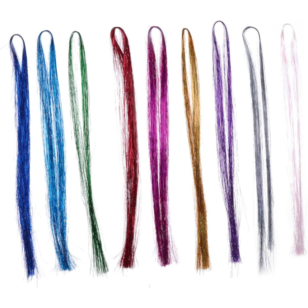 Hkhbjs 1000Pcs Hair Tinsel Sparkle Extensions Highlights For Women Party Wig Favors Colorful Tinsel Hair Extensions