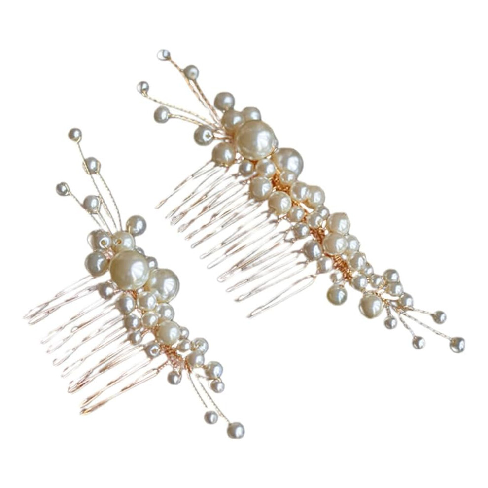 Hkhbjs 2Pcs Handmade Hair Combs For Brides Elegant Bridal Headdress Hairpin