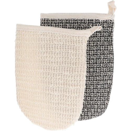 2 Stück doppelseitige Sisal-Duschhandschuhe, Peeling-Badehandschuhe