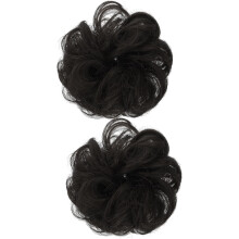 2 Stück braun-schwarze Haarknoten-Haarverlängerungen, künstliche Haarknoten für Damen, natürlich voluminös für den täglichen Gebrauch