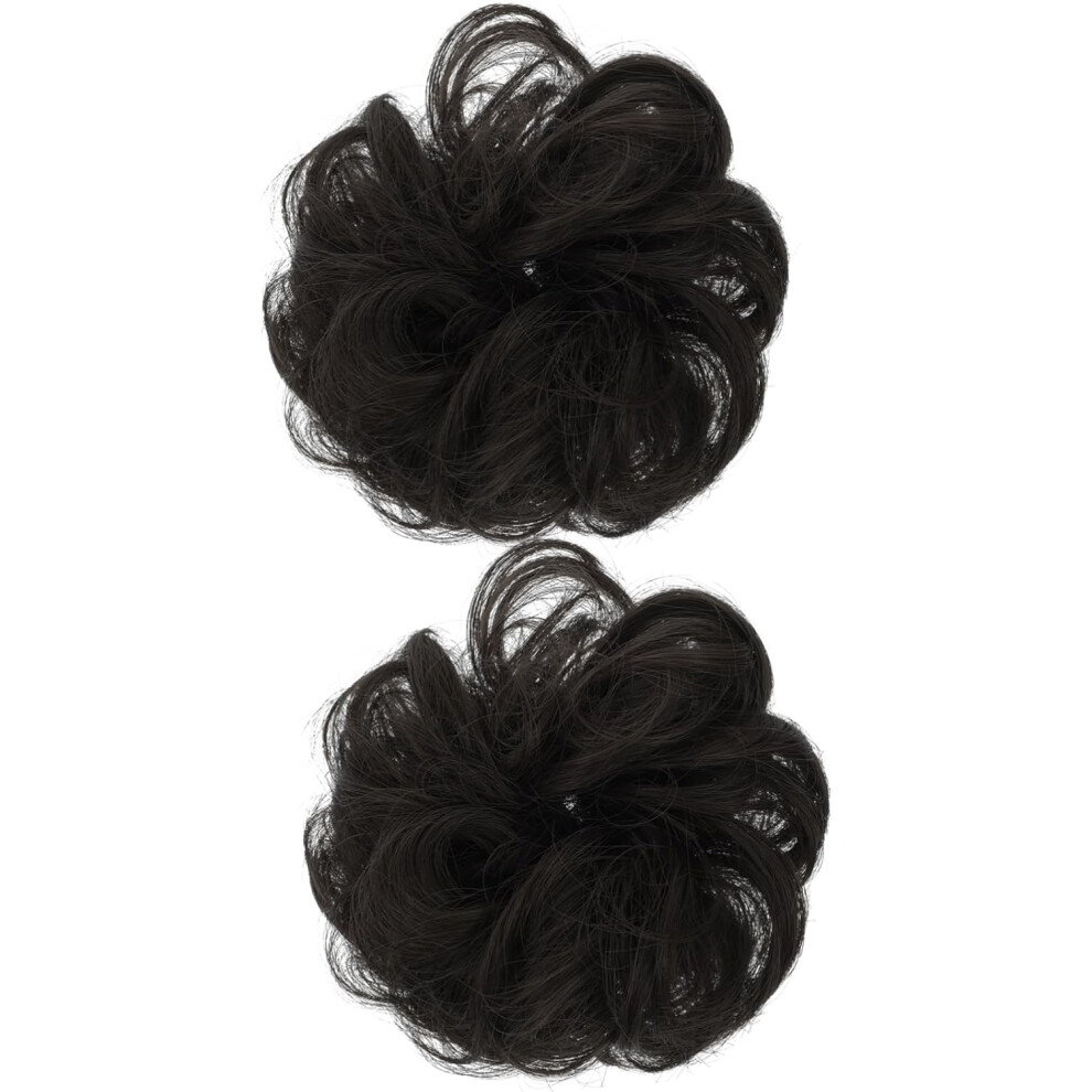 Hkhbjs 2Pcs Brown Black Bun Hair Extension Fake Hair Buns For Women Natural Voluminous For Everyday Use