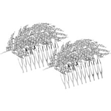 2er-Set Haarkämme aus Legierung, dekorative Haarspangen für Damen, stilvolle Seitenkämme mit Strasssteinen für Brautfrisuren