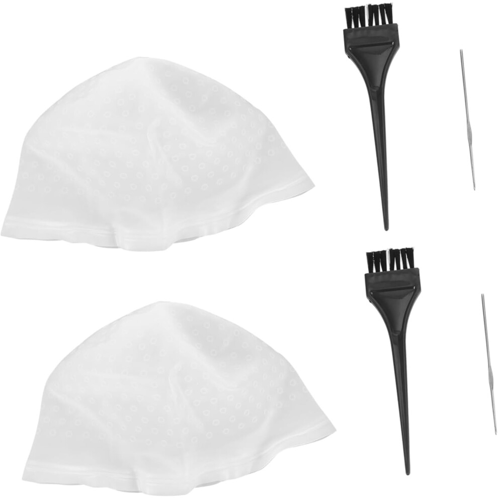 Hkhbjs 2Sets Baking Oil Cap For Hair Treatment Dyeing Of Silicone Highlight Caps Total Dyeing Brush For Women And Girls For Hair Dye At Home