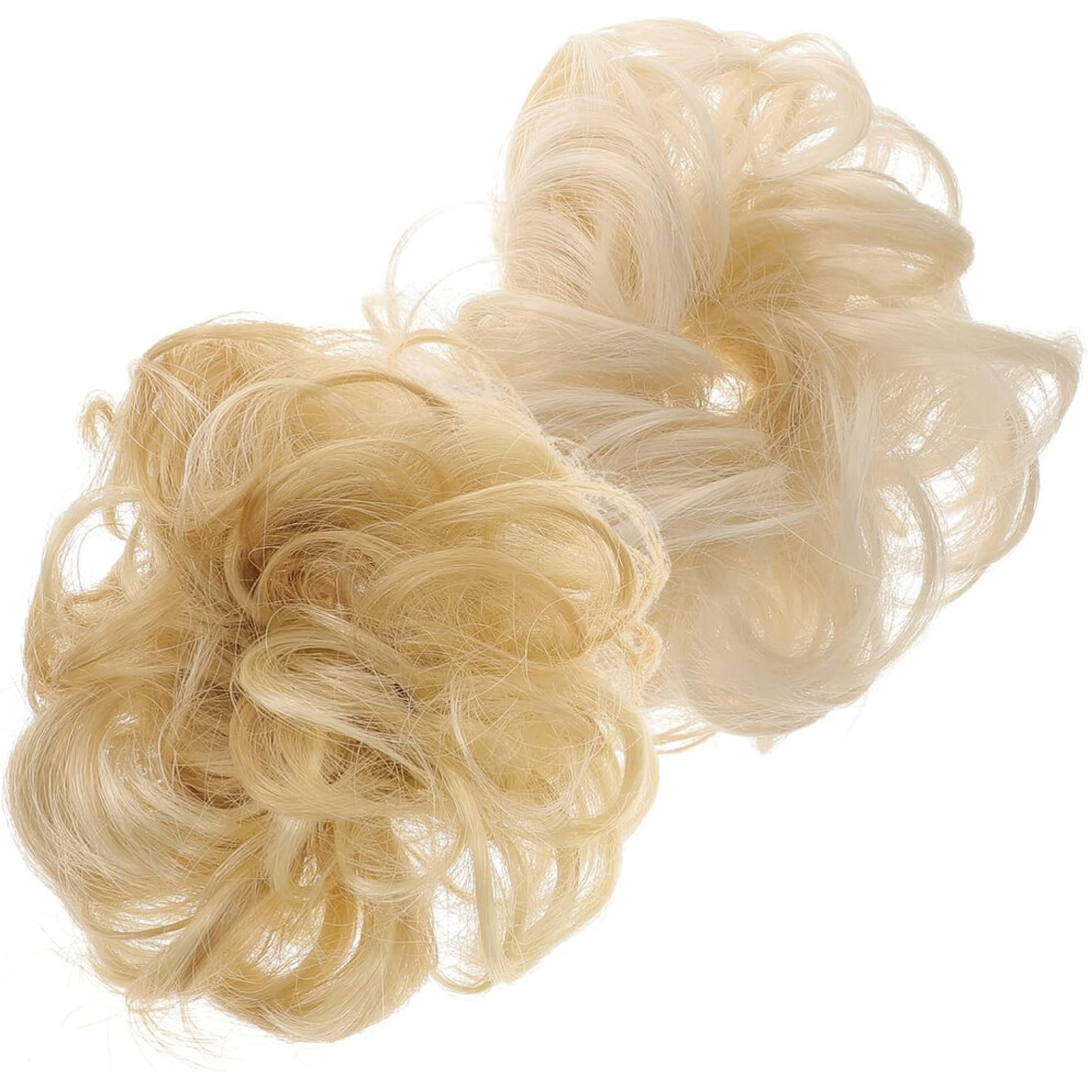Hkhbjs Unisex 2Pcs Messy Bun Hair Curly Synthetic Hair Band Wig For Women Ponytail Bun Tie