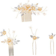 2er-Set Perlenkopf-Blumen-Brauthaarkamm, Haarnadel, Hochzeitsdeko für Frauen und Mädchen