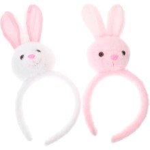 2er-Pack Plüsch-Hasenohren-Haarbänder, rosa-weiße Hasenohren-Stirnbänder, Osterfeier-Cosplay-Accessoires für Erwachsene