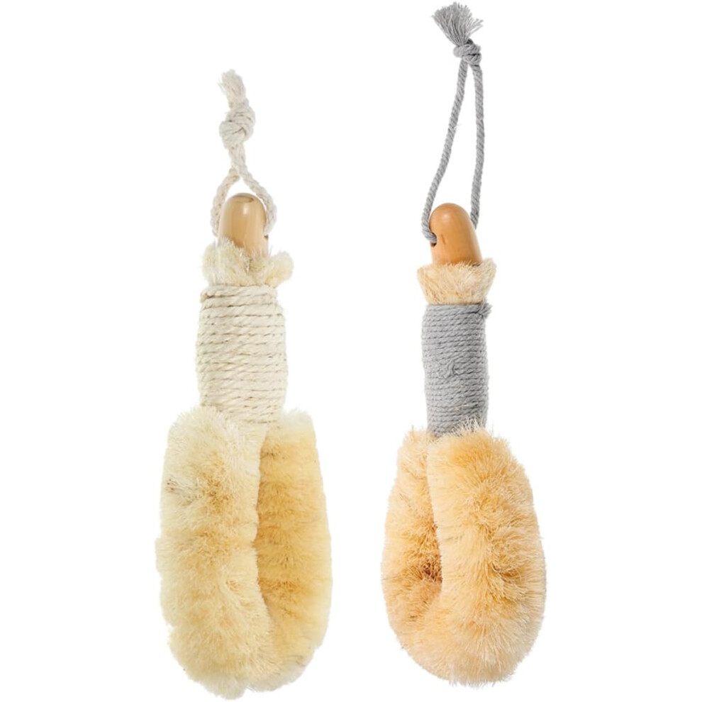 Hkhbjs 2Pcs Sisal Bath Brush Exfoliating Shower Brush Back Scrub For Shower Comfortable Handle Lanyard Deep Clean Bathing