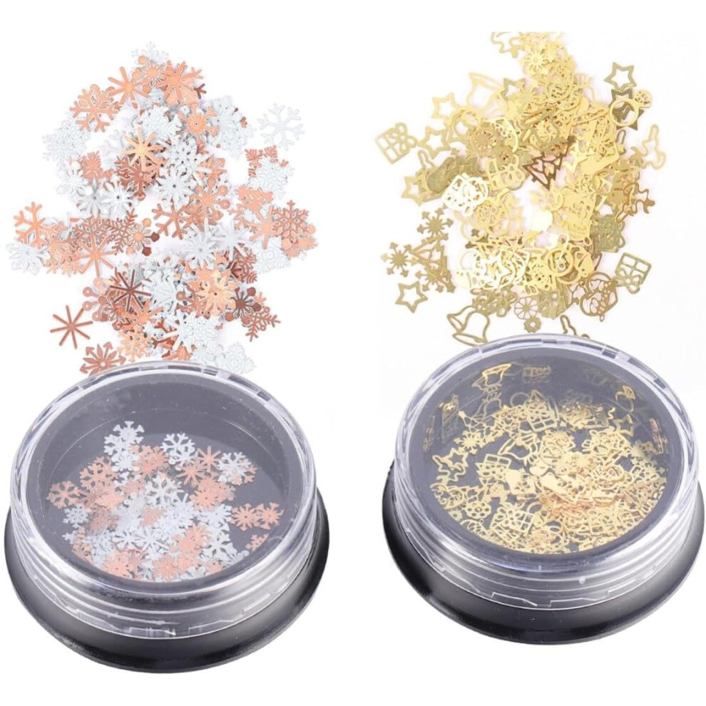 Hkhbjs 2Pcs Nail Art Stickers Christmas Snowflake Nail Sequins Manicure Sequins Art Stickers For Press Holiday Decorations