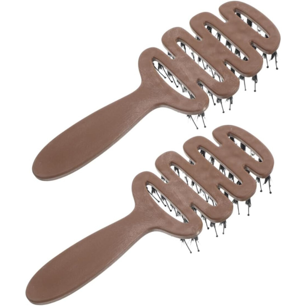 Hkhbjs 2Pcs Boar Bristle Hairbrush With Handle For Thick Curly Thin Hair Vented Portable Comb