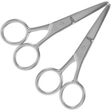 2-teiliges Set: Augenbrauenschere, Nasenhaarschere mit rundem Kopf, kleine Bartschere, Edelstahl, kompaktes und sicheres Design für Damen und Herren