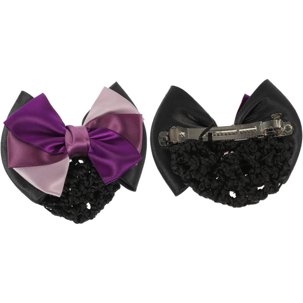 Hkhbjs 2Pcs Bow Headdress For Nurse Bow Bun Hair Net For Ballet Hair Bun Cover For Women Curly Accessories For Stewardess